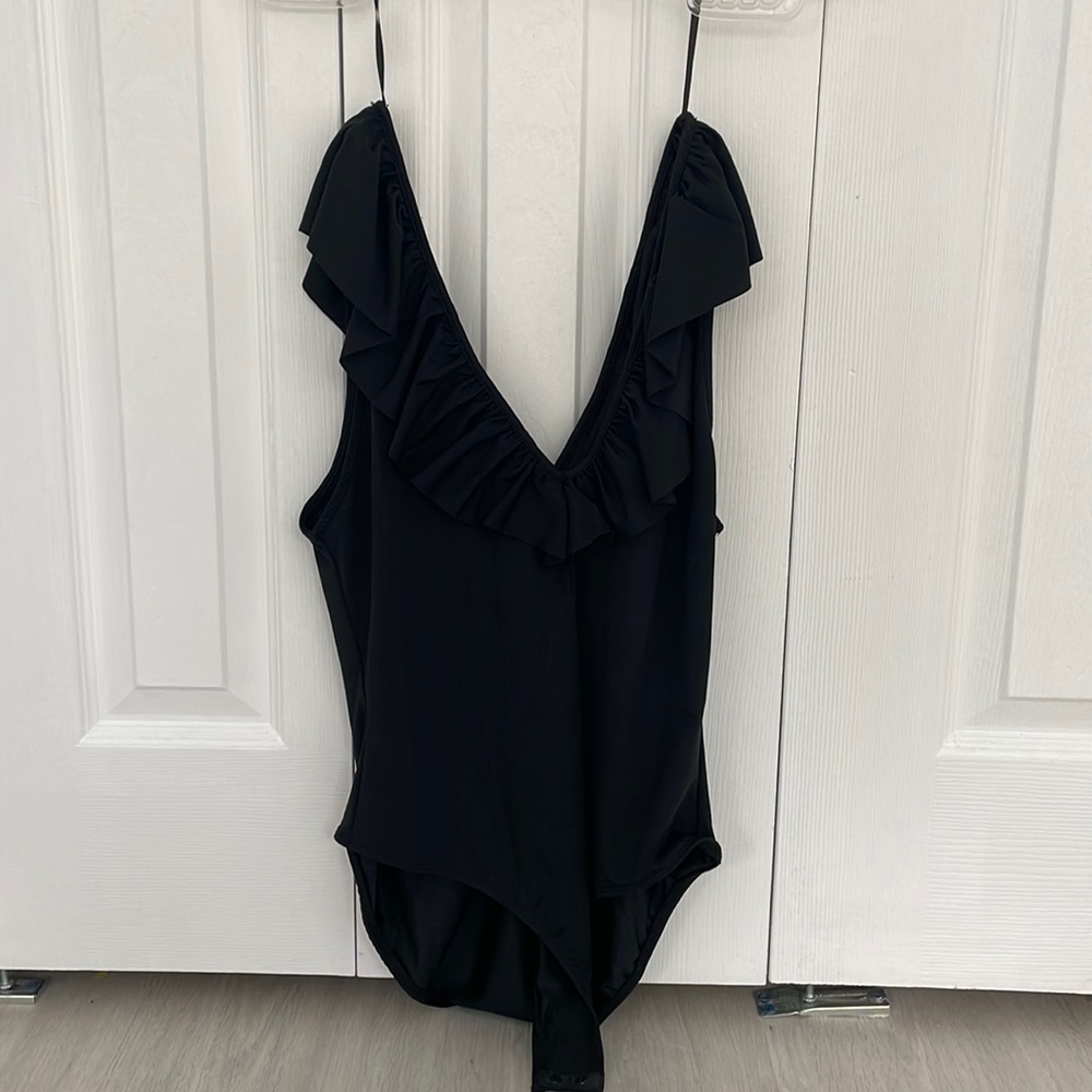 Zara black ruffle bodysuit